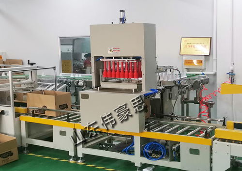 饮料全自动装箱码垛线免人工实现自动装箱码垛一体化